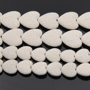 White Lava Beads,Heart Lava Beads,Natural Volcanic Rock Beads,Loose Beads,Wholesale Lava Gemstone Beads,Good Quality Lava Beads.