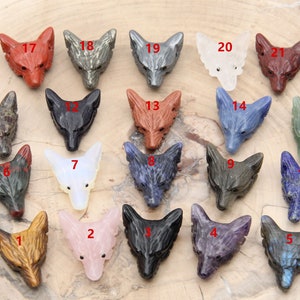 25 Kinds Wolf Head Gemstone Pendants,Natural Labradorite/Crystals/Pyrite/Amethyst/Lapis Lazuli/Mookaite/Jade/Rose Quartz/Obsidian Wolf Head.