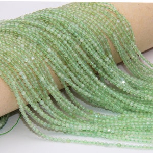 Natural  Prehnite Faceted Round Beads,2mm 3mm 4mm Gemstone Beads,Bright Semi Precious Beads,Crystals Faceted Round Beads,Wholesale Beads.