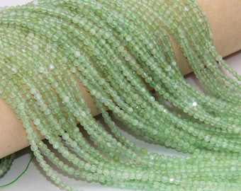 Natural  Prehnite Faceted Round Beads,2mm 3mm 4mm Gemstone Beads,Bright Semi Precious Beads,Crystals Faceted Round Beads,Wholesale Beads.