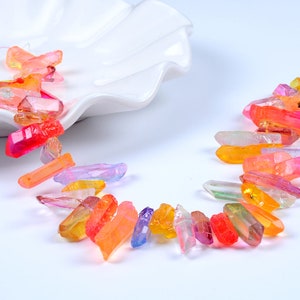 Natural Crystal Quartz Point Beads.Mix Color Crystal Quartz Point.Beautiful Crystal Beads.Good Quality Crystal Point Beads.Top Drilled Beads