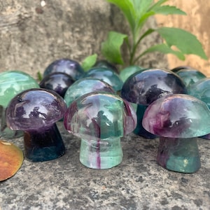 Natural Fluorite Mushroom,Rainbow Fluorite,Crystal Quartz Mushroom,Fluorite Decor,For Her Gift/Best Friend Gift,Wholesale Jewelry Decor
