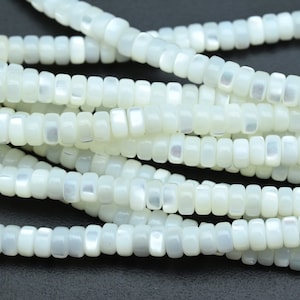 Mother of Pearl Shell Rondelle Beads,White Shell 2X4MMHeishi Beads,For Jewelry Making White Shell Beads,Bracelet/Necklace Making Beads.