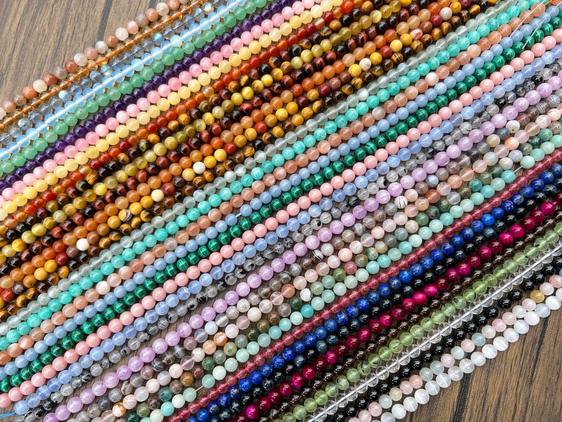 Perles rondes en pierres précieuses naturelles, perles rondes lisses de 6 mm/8 mm/10 mm, améthyste/quartz rose/cristal/jade Plus choisissez des perles rondes, pour la fabrication de bijoux. image 9