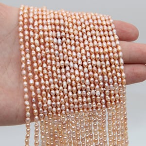 3~4mm Small Pearl Beads,Fresh Water Pearl,Luster Pink Pearl,Natural Fresh Water Pearl Beads,Loose Wedding Pearl Jewelry,Seed Pearl Beads.