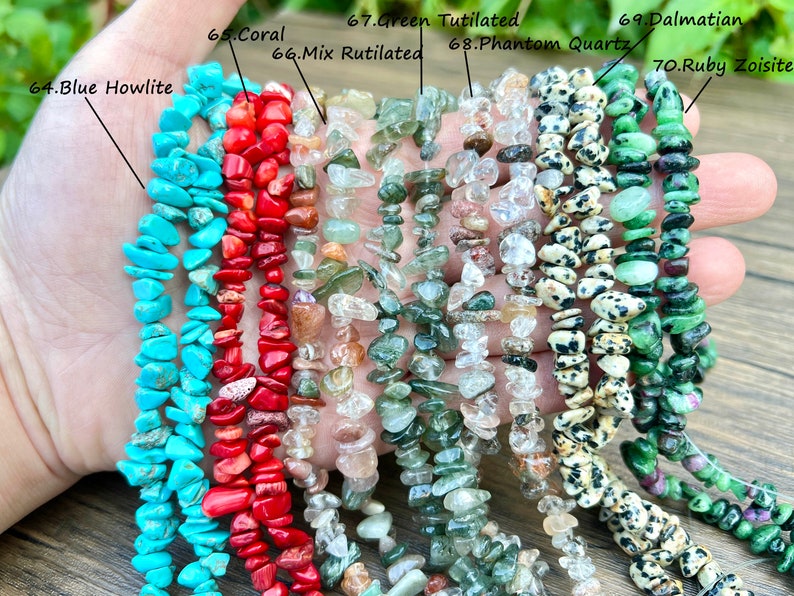 32 pouces perles de cristal naturel, 7 10 perles de puce, pour la fabrication de bijoux, perles de cristal curatif, perles de pépite de forme libre de pierres précieuses. image 10