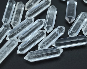 Natural Clear Crystal Double Terminated Point,For DIY/Jewelry Making Beads,No Hole Pendants,Double Point Beads,Meditation Point Beads.