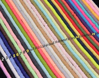 Perline a disco Heishi in vinile da 6 mm, 36 colori, perline in vinile da 6 x 1 mm, perline a disco africane in vinile e argilla polimerica, perline Heishi in vinile all'ingrosso per la creazione di gioielli fai da te