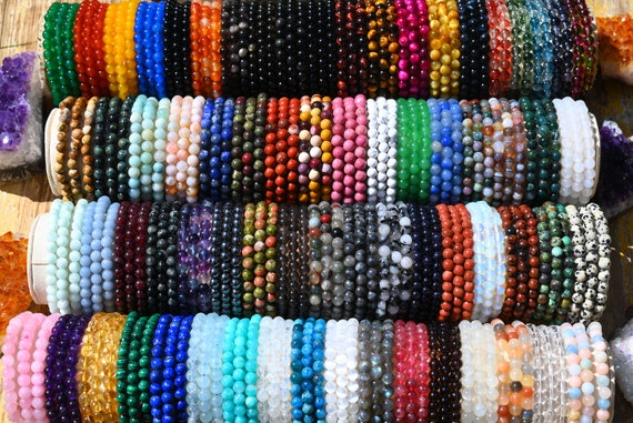 70 Kinds of 6MM Round Gemstone Bracelet,stretchy Beads  Bracelet,crystal/rose Quartz/amethyst/malachite/opalite More Bracelets,for  Her Gift. 