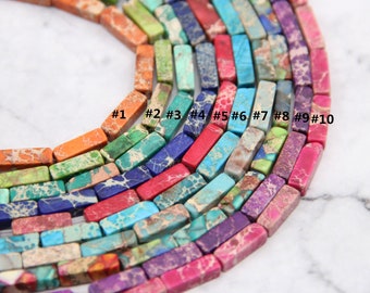 10 Colors Imperial Jasper Beads,4x13mm Rectangle Imperial Jasper Beads,Sea Sediment Imperial Jasper,For Diy Jewelry Necklace/Bracelet Beads
