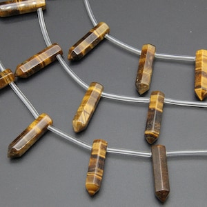 Natural Tiger Eyes Faceted Point Beads,For Necklace Beads,For Jewelry Point Beads,Top Drilled Point Beads,8X12MM Gemstone Point DIY Beads.