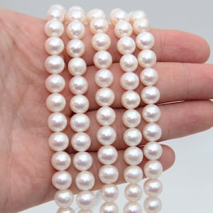 8~9mm AAAA Round Potato Pearl Beads,White Pearl Beads,Freshwater Pearl,Pearl Strand,Pearl Wholesale,Wedding Pearl,Natural Pearl Necklaces.