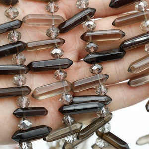Natural Smoky Quartz Point Beads,Double Point Beads,Top Drilled Crystal Point Beads,Necklace Point Beads,For DIY Made Beads,Point Pendants.