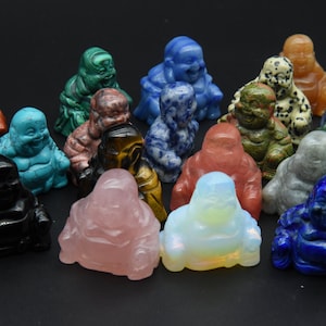 1.5 Inches 24 Kinds Of Gemstone Buddha Statues,Hand Carved Crystal Buddha,Healing Decor,For Gift Buddha,Lucky Buddha Decor.Room Decor.