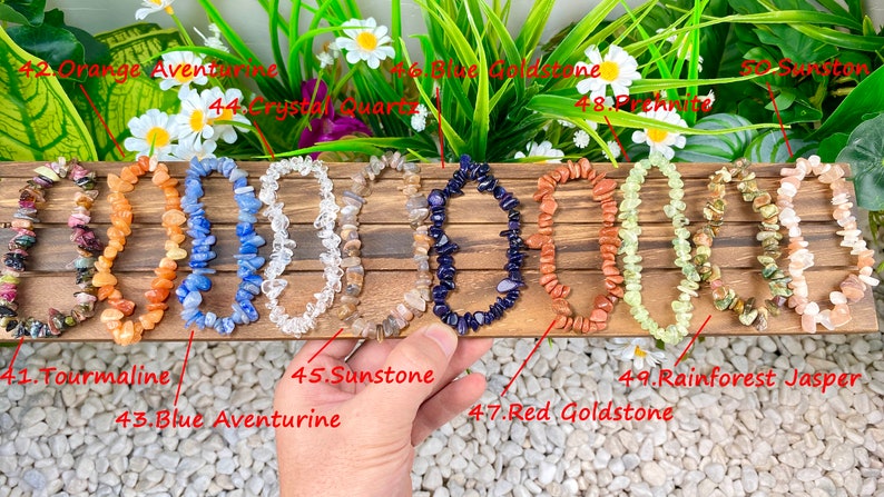 Natural Crystal Chip Stretchy Bracelet,Chip Gemstone Bracelets ,For Women Bracelet,Healing Chip Bracelet,Stone Bracelets,For Her Gift zdjęcie 6