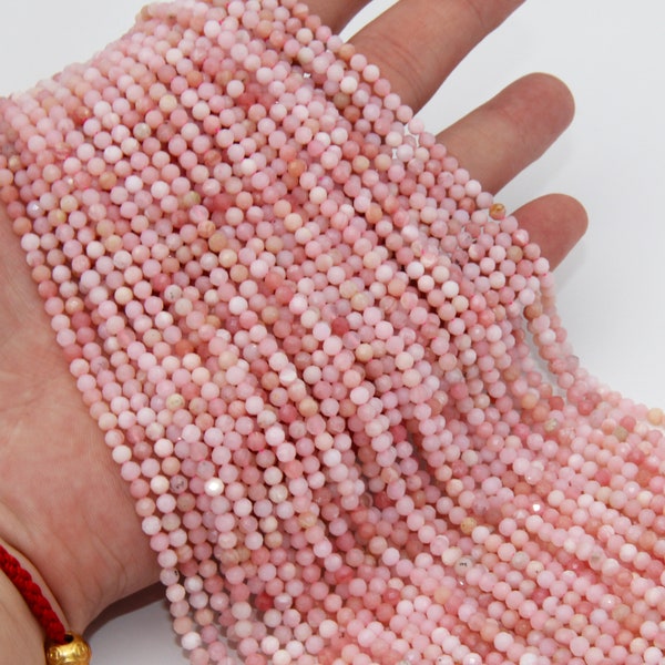 Natural Pink Opal Semi Precious Stone Faceted Round Beads,2mm 3mm 4mm Gemstone Beads,High Quality Opal Faceted Beads,Genuine Gemstone Beads.