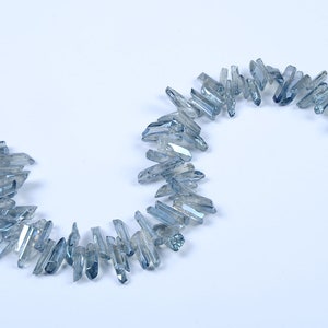 Natural Crystal Quartz Point Beads.Gray Crystal Quartz Point.Polish Bright Crystal Beads.Good Quality Crystal Point Beads.Top Drilled Beads.