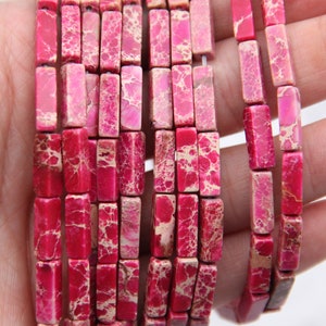 Natural Imperial Jasper Beads,4x13mm Rose Red Rectangle Imperial Jasper Bead,Sea Sediment Imperial Jasper,Diy Jewelry Necklace/Bracelet Bead