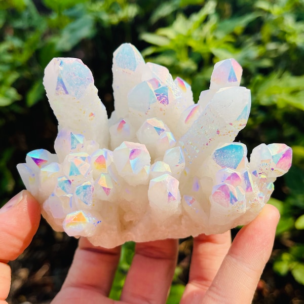 Angel Aura Crystal Cluster,High Quality Angel Aura Quartz Cluster,Rainbow Aura Crystal Cluster,Angel Aura Crystal,Healing Crystal Decor.