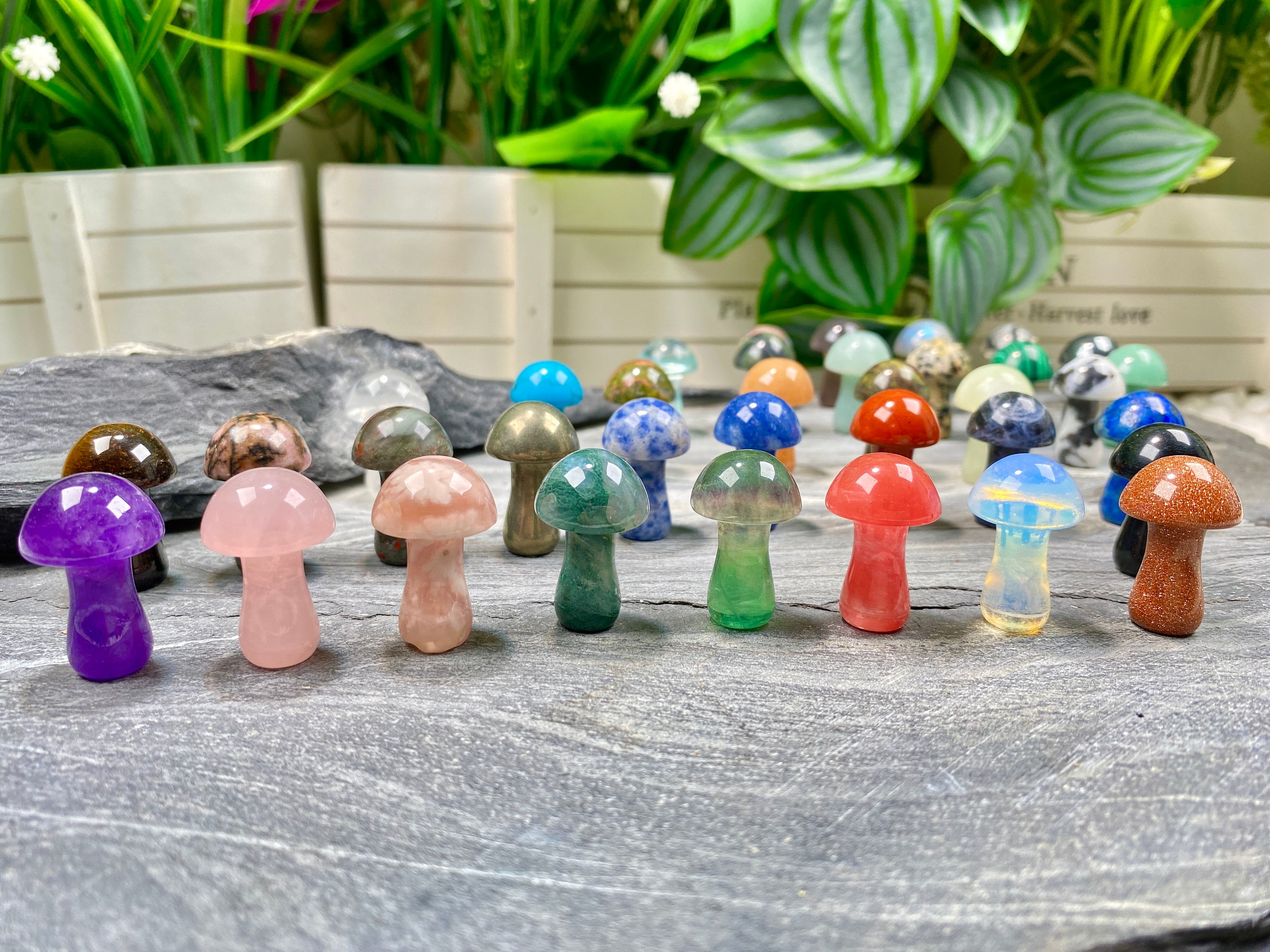 1 Inch Real Crystal Mushroom Carving Decor,Mini Crystal Mushroom,Carved Gemstone Mushroom,Home Decor,Crystal Gift.Healing Crystal Decor.