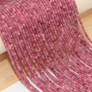 Natural Pink Tourmaline Rondelle Faceted Beads,2x3mm/2.5x4mm Tourmaline Loose Strand Beads,Semi Precious Stone Gemstone Beads.