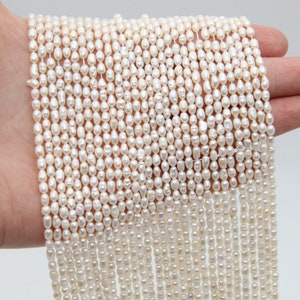 3~4mm Small Pearl Beads,Fresh Water Pearl,Luster White Pearl,Natural Fresh Water Pearl Beads,Loose Wedding Pearl Jewelry,Fine Pearl Beads.