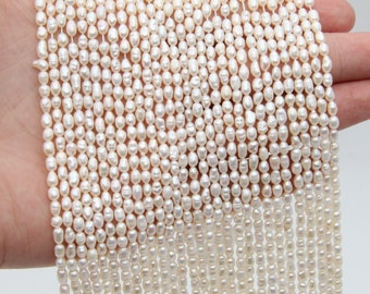 3 ~ 4mm kleine Perlen, Süßwasser-Perlen, weiße Perle, natürliche Süßwasser-Perlen, lose Hochzeit Perlenschmuck, feine Perlen.