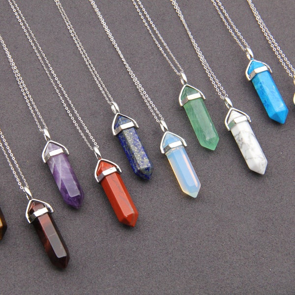 10 Kinds Of Necklace,Tiger Eyes Stone/Amethyst/Lapis Lazuli/Opal/Fluorite/Turquoise/Rose Quartz Necklace,Gemstone Neckalce Jewlery Pendants.