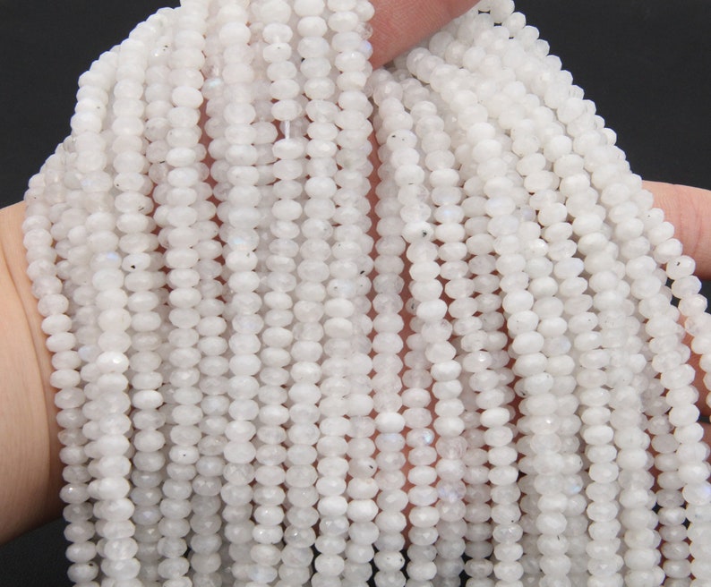 Rainbow Moonstone Faceted Rondelle Beads,4X6mm/5x8mm Moonstone Rondelle Beads,Loose Gemstone Beads,Good Quality Moonstone Rondelle Beads. image 6