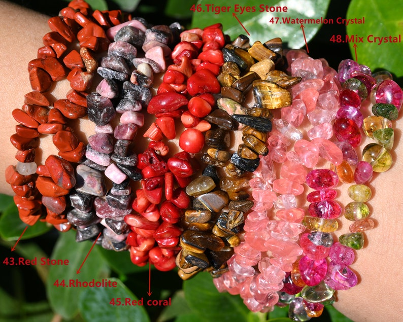 48 Kinds Of Chip Bracelet,Healing Braclet,Stretchy Chip Beads Bracelet,Crystal/Rose Quartz/Amethyst/Malachite More Bracelets,For Her Gift. image 9