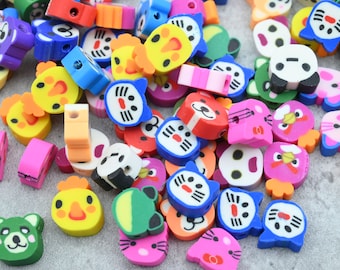 50 Pieces/10mm Cartoon Polymer Clay Beads,Loose Polymer Clay Beads,For Jewelry Made Beads,For Bracelet Beads,Summer Beads,Wholesale Beads.