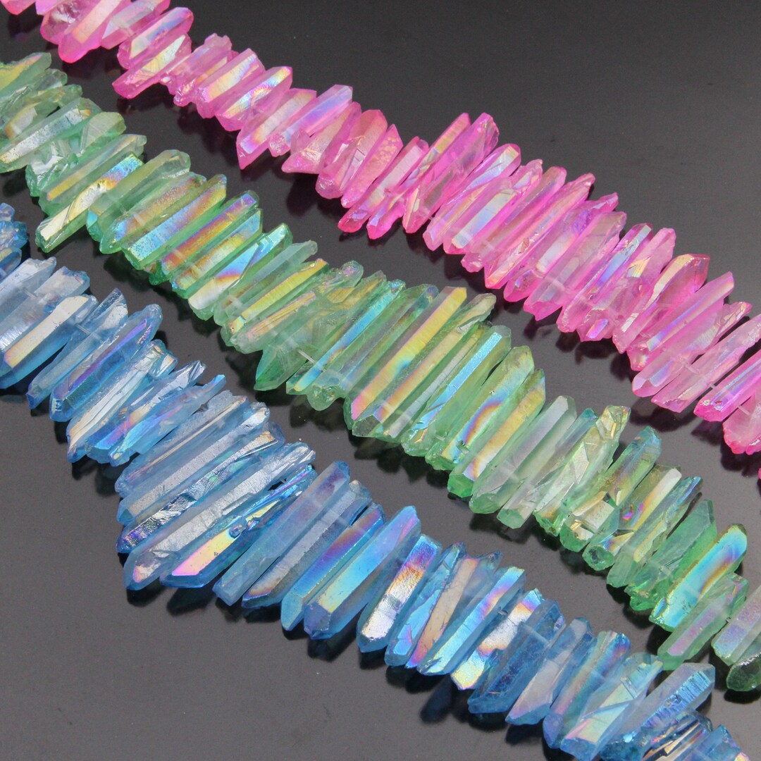 3 Clor Crystal Quartz Point Bead,top Drilled Crystal Point Bead,crow Jewelry Make Bead,good