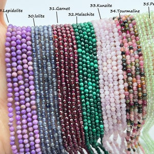 Perles en cristal à facettes naturelles, perles à facettes en pierres précieuses de 2 mm/3 mm/4 mm, perles de cristal rondes coupées, petites perles de pierres précieuses, pour la fabrication de bijoux. image 6