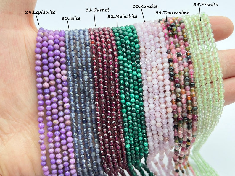 Natural Faceted Crystal Beads,2mm/3mm/4mm Gemstone Faceted Beads,Cut Round Crystal Beads,Small Size Gemstone Beads,For Jewelry Making Beads. image 6