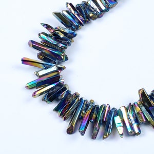 Natural Crystal Quartz Point Beads.Multicolored Crystal Quartz Point.Bright Crystal Beads.Good Quality Crystal Point Beads.Top Drilled Beads