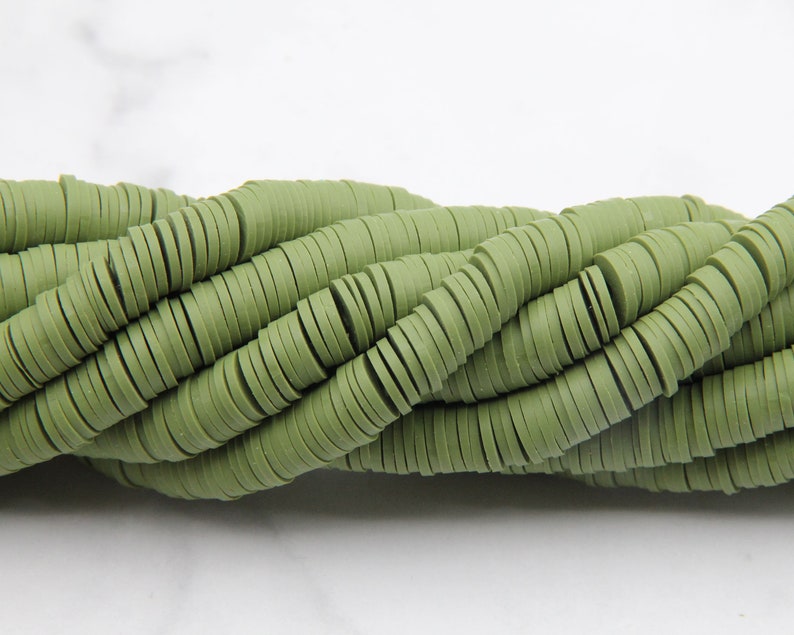 4mm6mm8mm Vinyl Heishi Beads,Green Vinyl Beads,Polymer Clay African Vinyl Disc Beads,Wholesale Vinyl Heishi DIY Making Jewelry Beads.