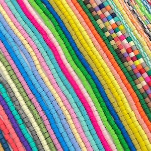 6mm 50 Colors Wide Column Heishi Barrel Beads,Polymer Clay Cylindrical Beads,Heishi Beads,For Jewelry/Bracelet Beads,63 Pieces/Per Strand