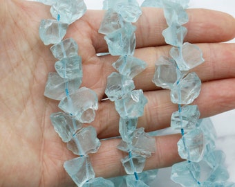 10~15MM Natural Aquamarine Nugget Beads,Top Drilled Crystal Beads,Nugget Crystal,Good Quality Aquamarine Beads,For Jewelry Making Beads.