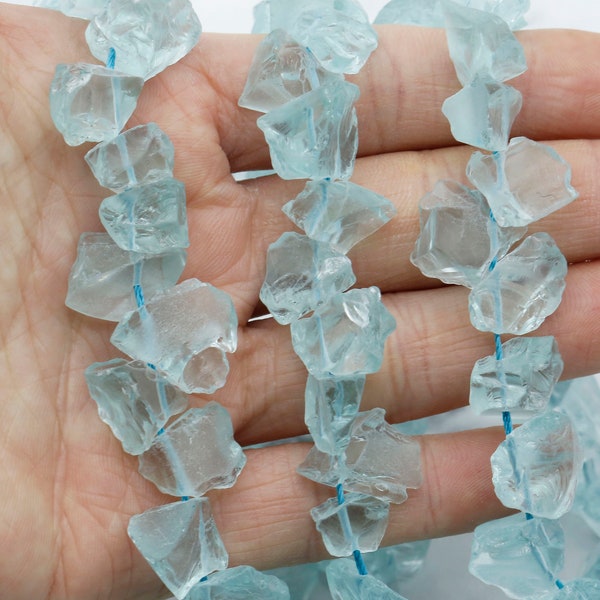 10~15MM Natural Aquamarine Nugget Beads,Top Drilled Crystal Beads,Nugget Crystal,Good Quality Aquamarine Beads,For Jewelry Making Beads.