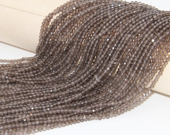 Natural Smoky Quartz Beads,Loose Faceted Round Beads,2mm 3mm 4mm Crystals Stone Beads,Semi Precious Stone Faced Beads,Jewelry Gemstone Beads