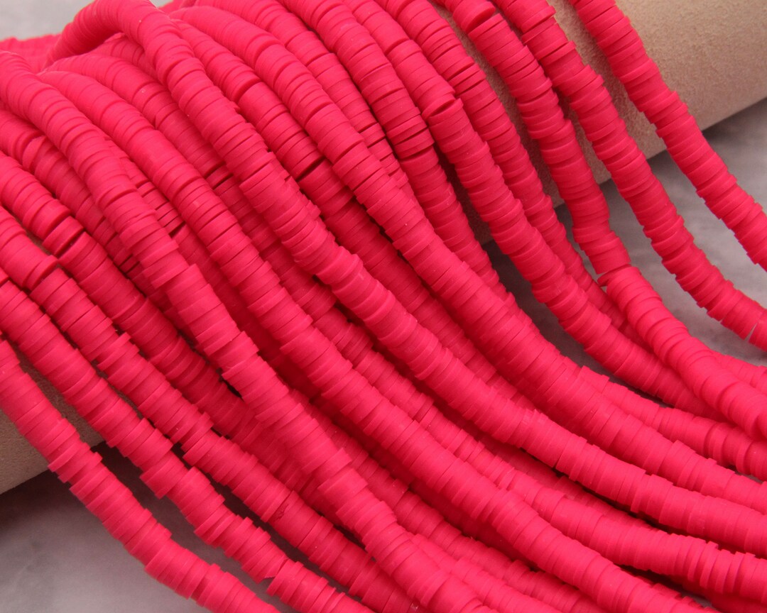6mm Vinyl Heishi Disc Beads,rose Red Vinyl Beads,polymer Clay Summer