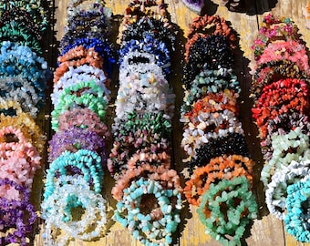 48 Kinds Of Chip Bracelet,Healing Braclet,Stretchy Chip Beads Bracelet,Crystal/Rose Quartz/Amethyst/Malachite More Bracelets,For Her Gift.