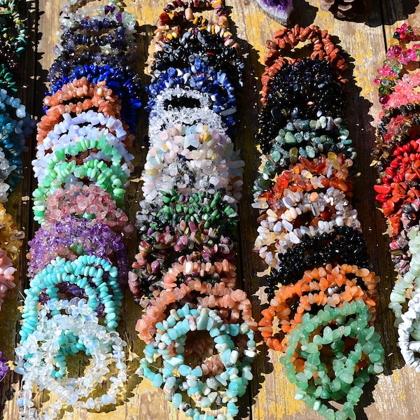 48 types de bracelet à puce, bracelet de guérison, bracelet à perles extensible, cristal/quartz rose/améthyste/malachite plus de bracelets, pour son cadeau.