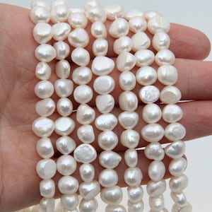 Fresh Water Nugget Pearl Beads,White Color Pearl,Loose Pearl Beads,8~9mm Size Pearl,Natural Seed Freshwater Pearl,Good Pearl Jewelry Beads.