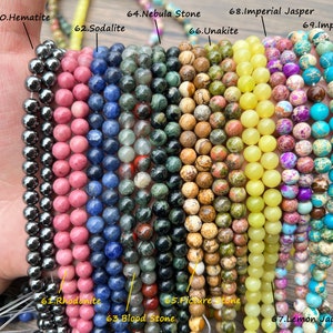 Perles rondes en pierres précieuses naturelles, perles rondes lisses de 6 mm/8 mm/10 mm, améthyste/quartz rose/cristal/jade Plus choisissez des perles rondes, pour la fabrication de bijoux. image 8
