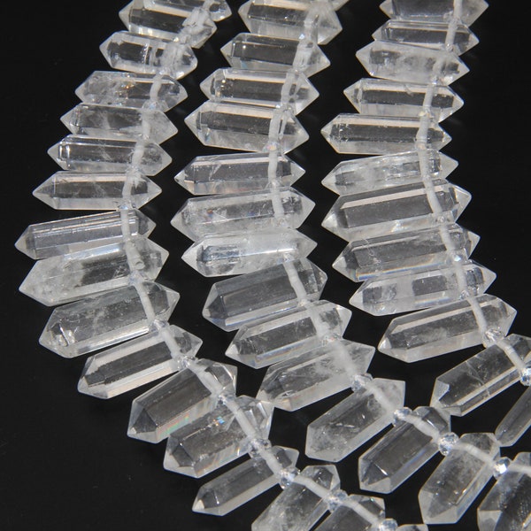 Natural Clear Crystals Tower Beads,Large Obelisk Crystals Quartz Point Beads,Rainbow Crystals Quartz,Top Drilled Crystals Gemstone Beads.