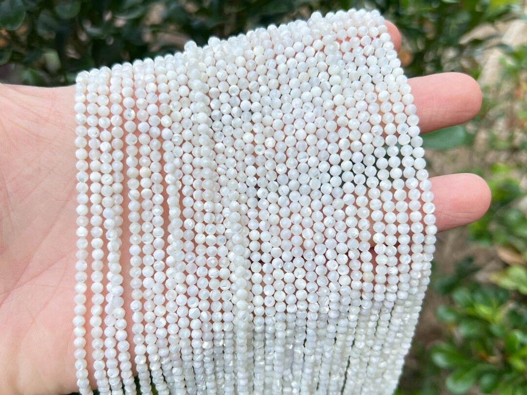 2mm/3mm/4mm White Shell Beads,natural Faceted Crystal Beads,cut Round ...