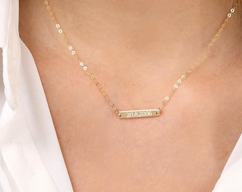 MILLY Personalized Mini Bar Necklace: 14k Gold Fill, Sterling Silver Nameplate