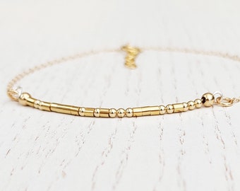 14K Gold Filled Morse Code Bracelet, Secret Message, Dainty Personalized Bracelet, Friendship Gift, Bracelet for Girlfriend, 14K RoseGold