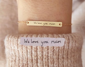 Sterling Silver Handwriting Bracelet, Real Handwritten Jewelry, Actual Handwriting Jewelry, Personalized Bracelet, Mother's Day Gift